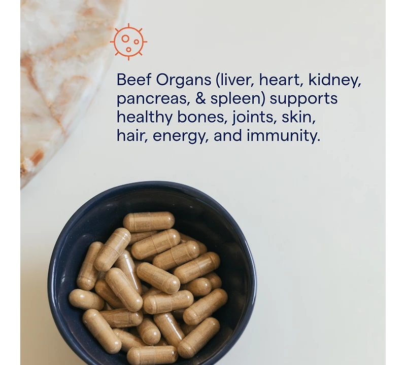 Trace Minerals Beef Organ, 600mg - Bone & Energy Health Support Supplement - Nutritional Supplement Aids Healthy Organs