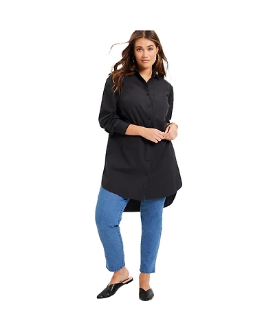 June + Vie Women's Plus Poplin La Max Tunic