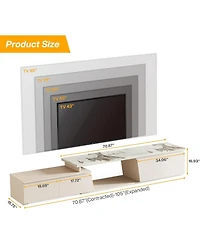 Tribesigns Extendable Tv Stand, Modern Entertainment Center with 3 Drawers Storage, Faux Marble Media Consol (Extendable: 70.9" W
