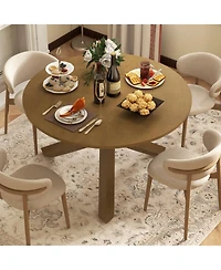 Sugift 47 Inches Round Dining Table with Solid Acacia Wood Legs