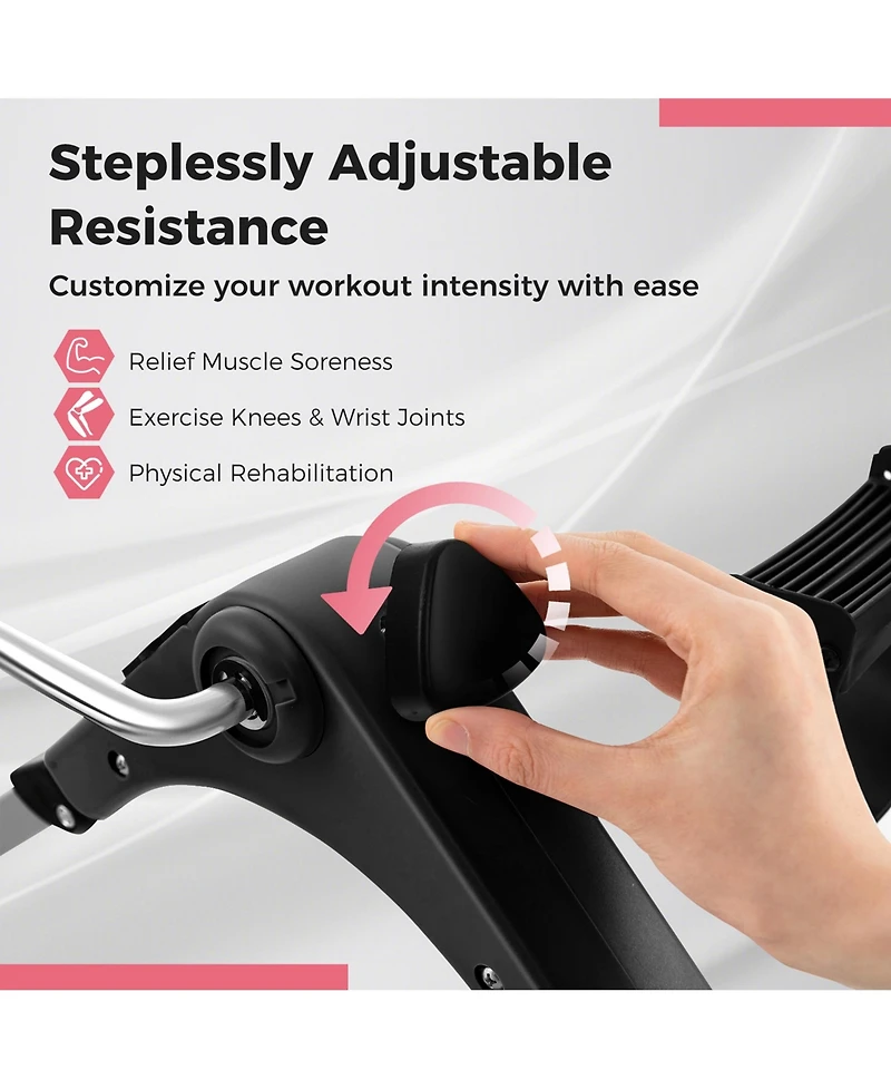 Under Desk Exercise Bike Pedal Exerciser with Lcd Display for Legs & Arms Workout Pink