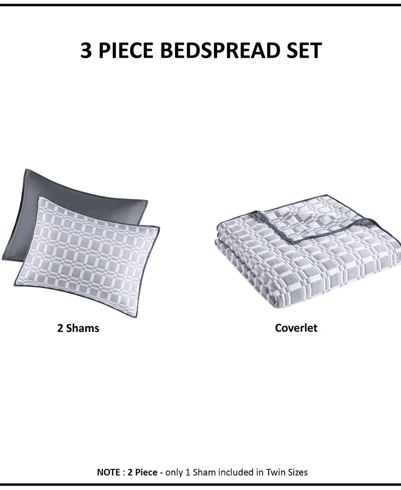 Madison Park Harlow Reversible Matelasse 3-Pc. Coverlet Set, King/California King
