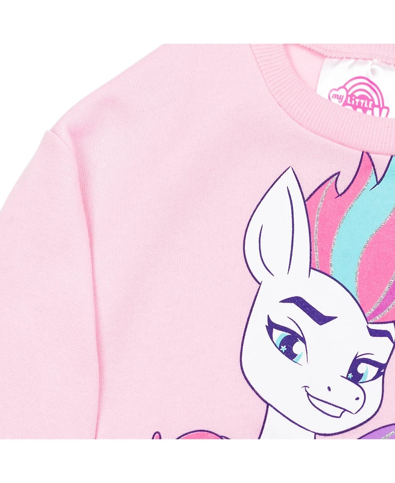 My Little Pony Toddler Girls Sunny Pipp Zipp Fleece Pullover Sweatshirt Legging Set Toddler|Child