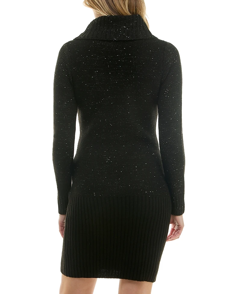 Bcx Juniors' Turtle-Neck Button-Detailing Sweater Dress