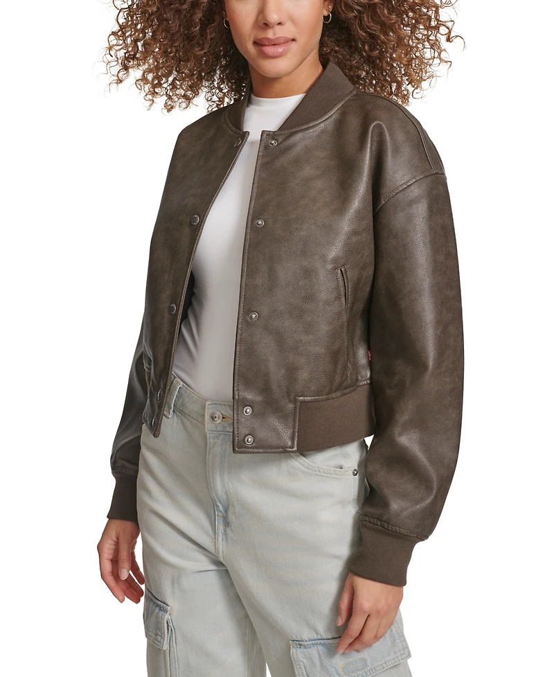 Levi's Women's Faux Leather Varsity Bomber Jacket