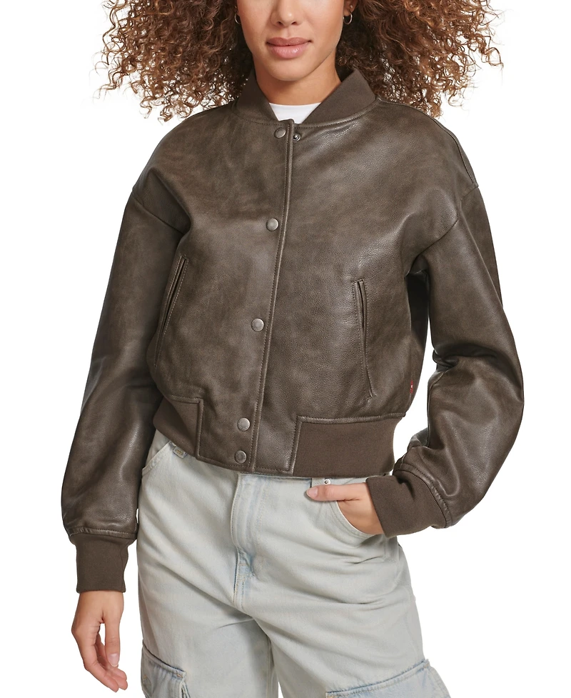 Levi's Women's Faux Leather Varsity Bomber Jacket