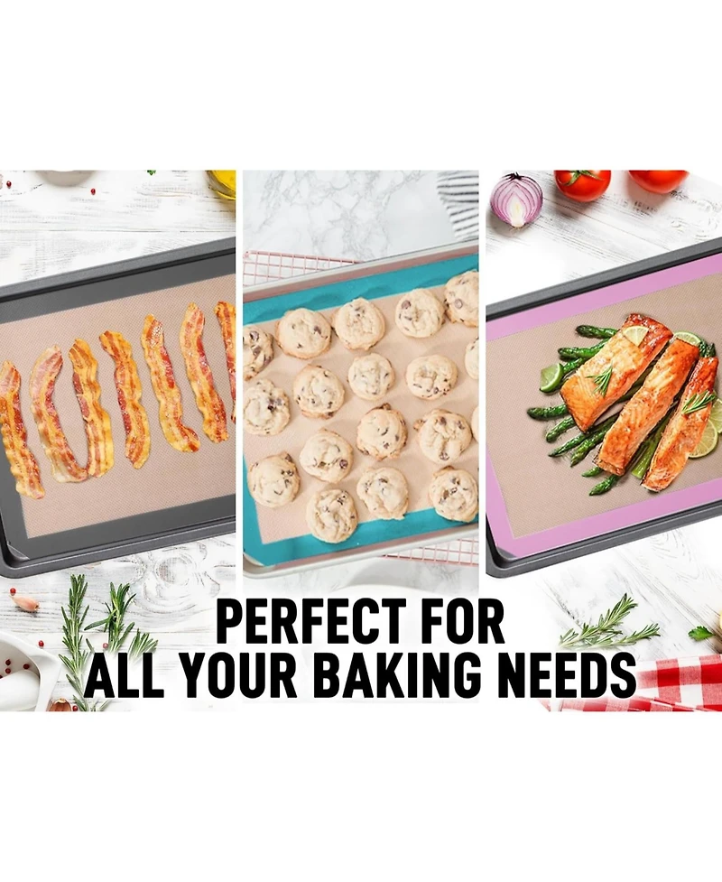 Zulay Kitchen (2 Pack) Silicone Baking Mat Sheet Set - Reusable Baking Mat Nonstick