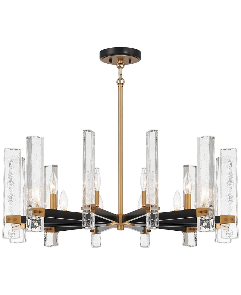 Possini Euro Design Daphne 32 1/4" Mid Century Modern Chandelier Ceiling Light Fixture Dining Room Over Table 12-Light Black Gold Finish