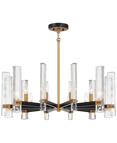 Possini Euro Design Daphne 32 1/4" Mid Century Modern Chandelier Ceiling Light Fixture Dining Room Over Table 12-Light Black Gold Finish