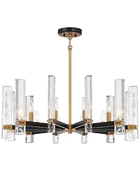 Possini Euro Design Daphne 32 1/4" Mid Century Modern Chandelier Ceiling Light Fixture Dining Room Over Table 12-Light Black Gold Finish