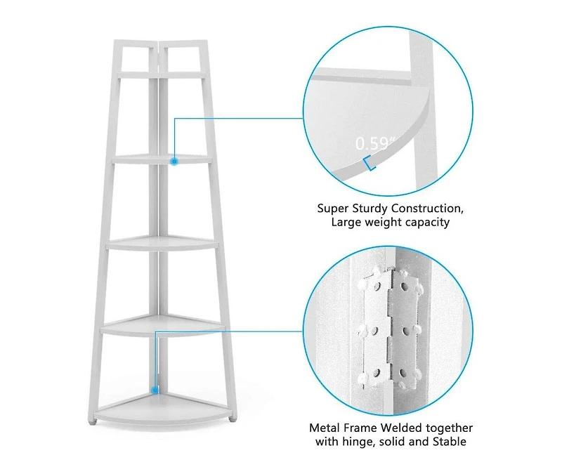 Tribesigns 5 Tier Corner Bookshelf and Bookcase, 70 inch Tall Corner Shelves Standing Shelving Unit Indoor Plant Stand for Living Room, Kitchen, Home