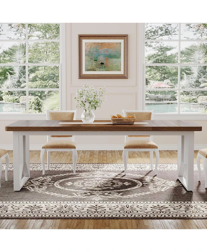 Tribesigns 6.23 ft Conference Table, 74.8" L x 37.4" W x 29.5" H Rectangle Meeting Room Table, Modern Wood Seminar Table for Office Conference Room, B