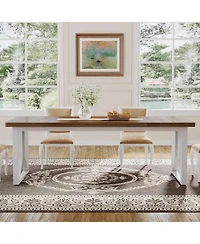 Tribesigns 6.23 ft Conference Table, 74.8" L x 37.4" W x 29.5" H Rectangle Meeting Room Table, Modern Wood Seminar Table for Office Conference Room, B