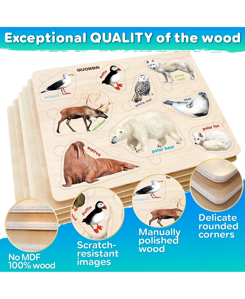 Quokka 6SET Montessori Wooden Toddler Puzzles Ages 2-4 in a Bag