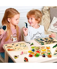 Quokka 6SET Montessori Wooden Toddler Puzzles Ages 2-4 in a Bag