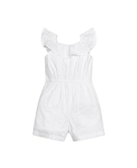 Hope & Henry Girls' Ruffle Collar Button Front Eyelet Romper, Toddler