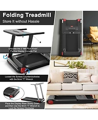 Vebreda Folding Electric Compact Walking Treadmill with App Control Speaker-Red