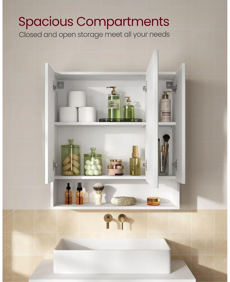 Slickblue Wide Bathroom Mirror with Integrated Storage for Organized and Elegant Spaces