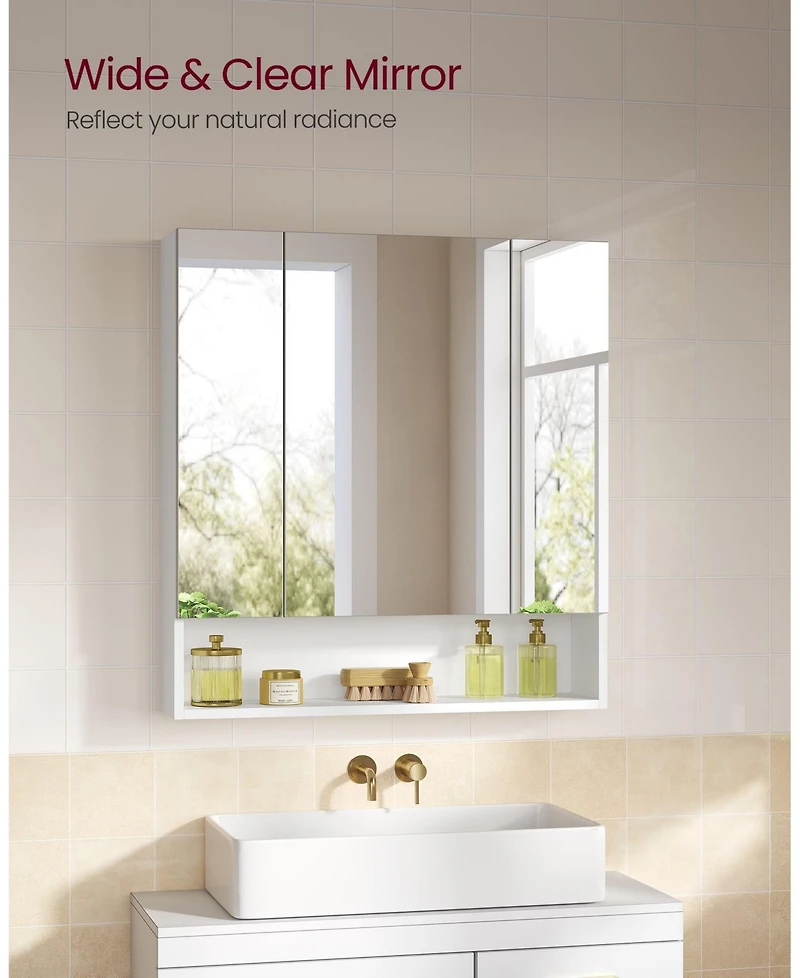 Slickblue Wide Bathroom Mirror with Integrated Storage for Organized and Elegant Spaces