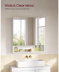 Slickblue Wide Bathroom Mirror with Integrated Storage for Organized and Elegant Spaces