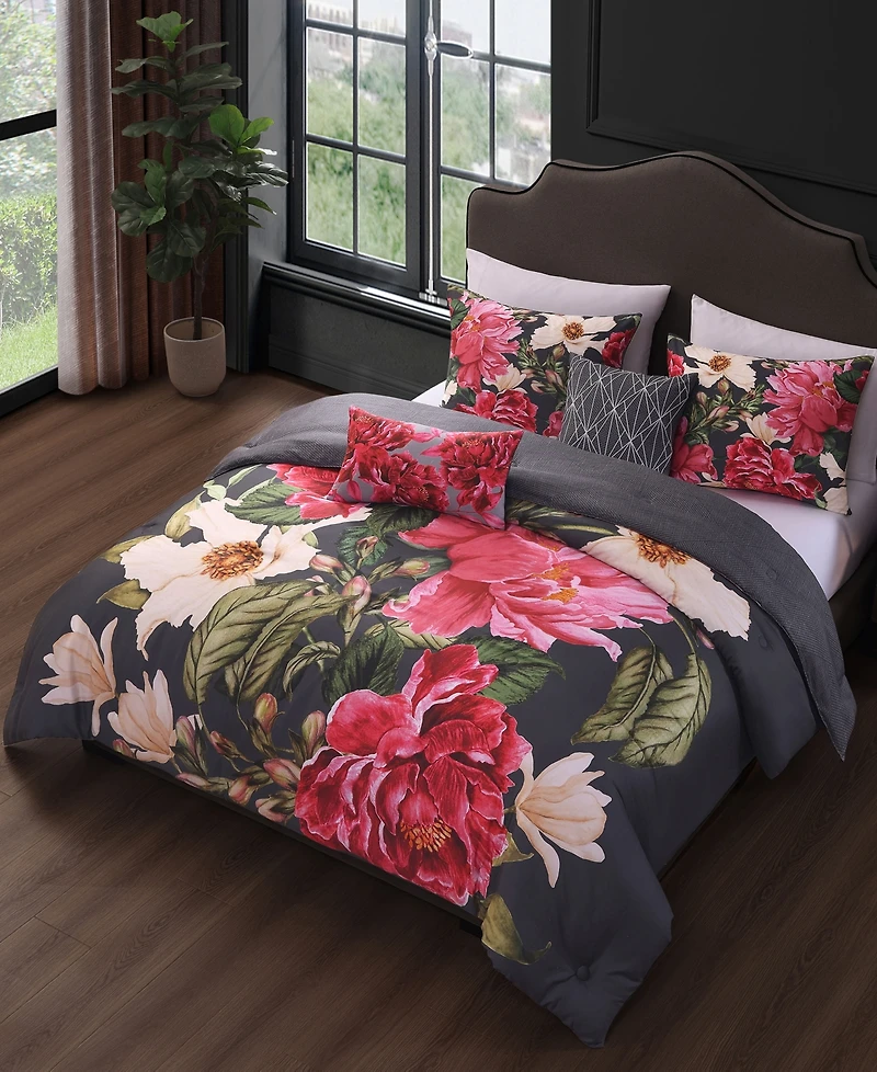 Bebejan Flower Garland Bedding 100% Cotton 5 Piece Queen Size Reversible Comforter Set