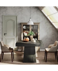 Tribesigns Square Dining Table for 4, 31.5-Inch Kitchen Table Small Dinner Table with Sturdy Pedestal Base, Farmhouse Dining Room Table, Gray