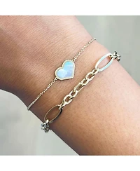 The Lovery Mother of Pearl Single Heart Bracelet 14K Gold