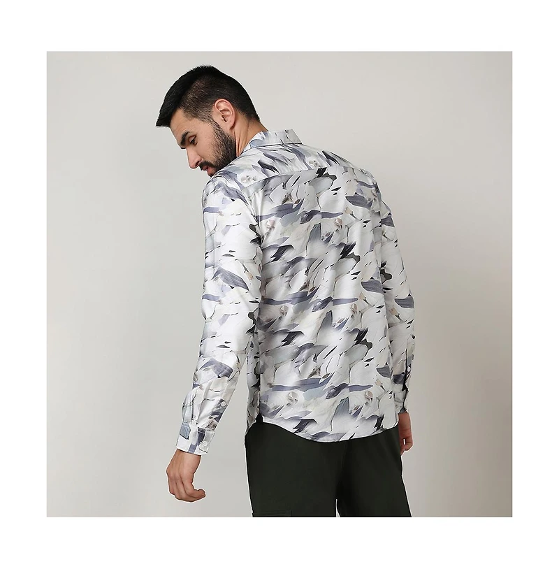Campus Sutra Men's Charcoal Grey Abstract Fade Shirt