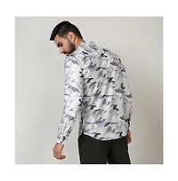 Campus Sutra Men's Charcoal Grey Abstract Fade Shirt