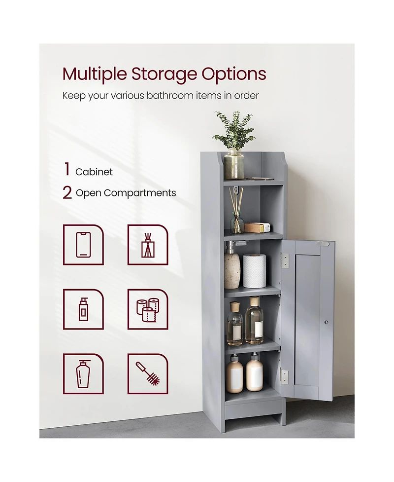 Corner Bathroom Floor Cabinet with Doors and Shelves for Compact Storage