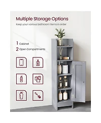 Corner Bathroom Floor Cabinet with Doors and Shelves for Compact Storage
