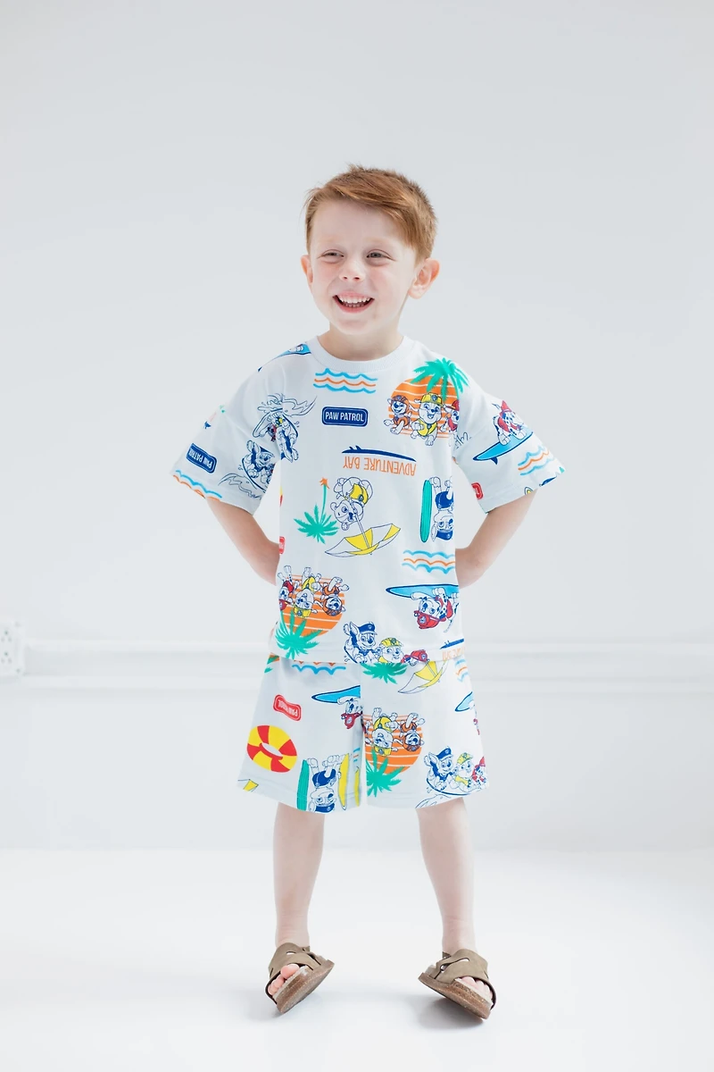 Paw Patrol Big Boys French Terry T-Shirt and Shorts Outfit Set