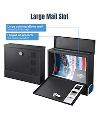 Large Wall Mount Steel Mail Box Lockable Letterbox w/ Door & 2 Keys Home Security Outdoor