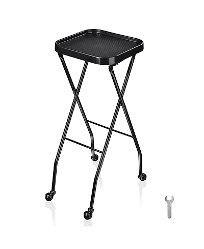 Salon Folding Rolling Tray Station Service Trolley Storage Cart For Barber Shop