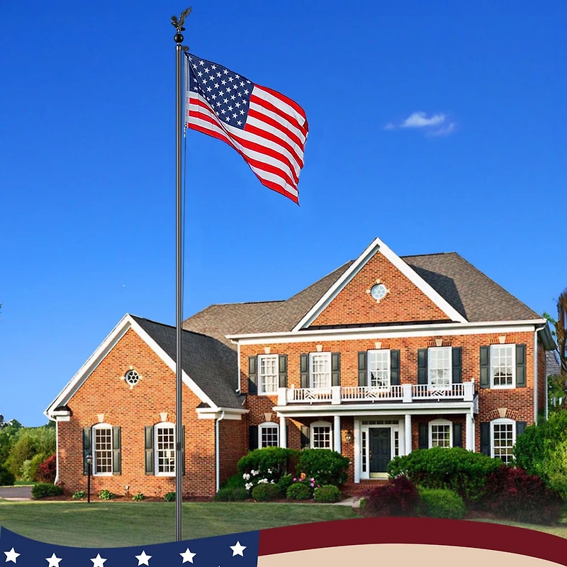 Yescom Bravery 20Ft Eagle Topper Sectional Flag Pole Kit Aluminum Outside Inground