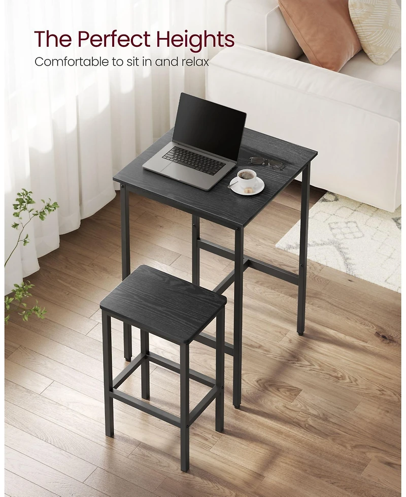 Modern Bar Table Set with High Chairs for Kitchen, Dining, or Entertainment Area