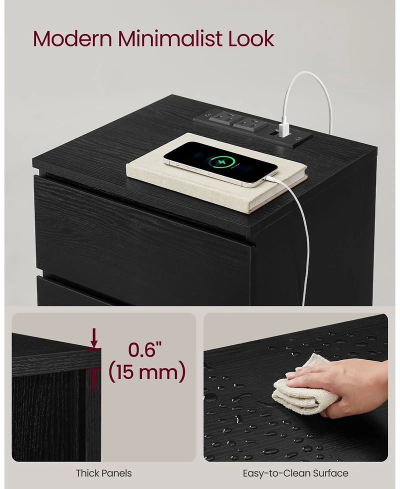 Slickblue Nightstand with Charging Station for Convenient Power Access and Sleek Design