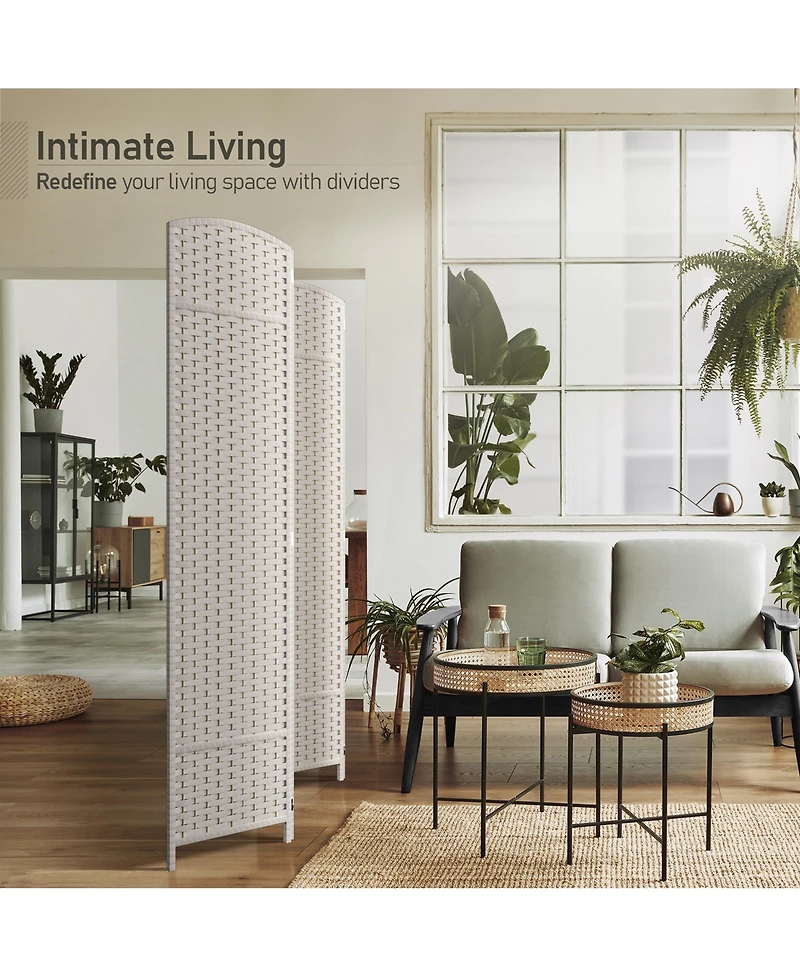 Sorbus 4 Panel Room Divider Panel, 6 ft. Tall Extra Wide Double Hinged Panels - Folding Privacy Screens Gray Line