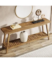 Tribesigns Farmhouse Console Entryway Table: 70.9 Inches All Wood Console Table for Entrance, 2 Tiers Narrow Long Behind Couch Sofa Table, Foyer Entry