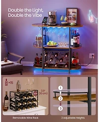 Slickblue Bar Cabinet with Led Lights and Power Outlets
