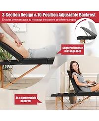 Givimo 3 Fold Portable Adjustable Massage Table with Carry Case-Black
