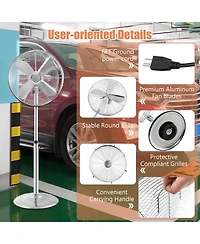 Vebreda 16 Inch Pedestal Standing Fan Oscillating Pedestal Fan with 3 Speeds and Adjustable Height-Silver