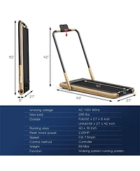 Vebreda 2-in-1 Folding Treadmill with Remote Control and Led Display-Golden
