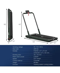 Vebreda 2-in-1 Folding Treadmill with Remote Control and Led Display-Green