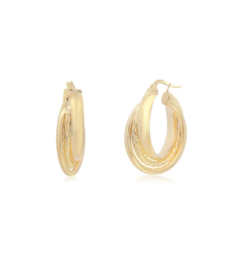 The Lovery Triple Braided Gold Hoops 14K Gold