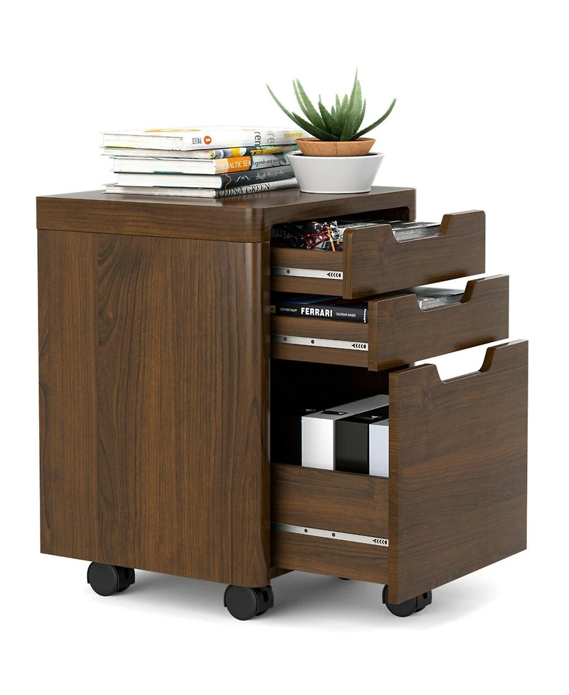 Sugift 3 Drawer Mobile File Cabinet with Lockable Casters