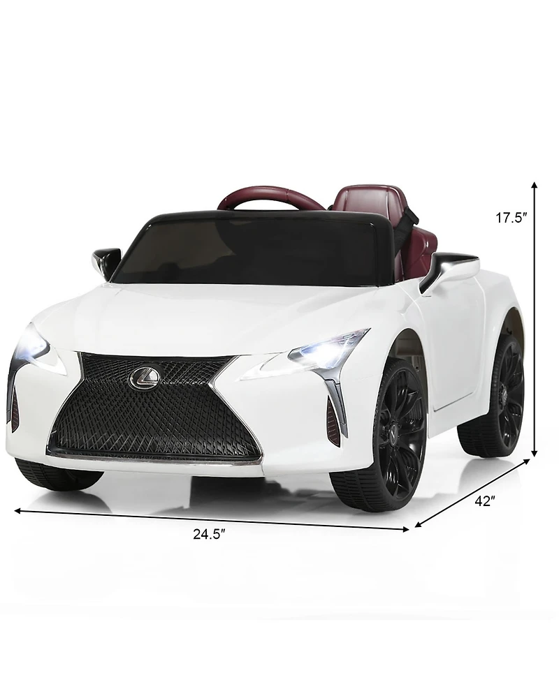 Gymax 12V Licensed Lexus LC500 Kids Ride On Car w/ MP3 Remote Control White