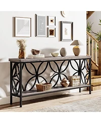 Tribesigns 70.9-Inch Narrow Sofa Table, Industrial Long Entry Console Table with Storage for Entryway, Living Room, Foyer, Unique Design