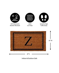 Evergreen Monogram Indoor Outdoor 100% Natural Coir Doormat 28" x 16" | Letter "Z"