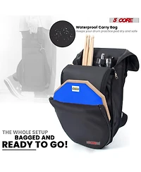 5 Core Drum Practice Pad Set 12" Adjustable Snare Drumming Stand Double Sided Silent Drummer Kit